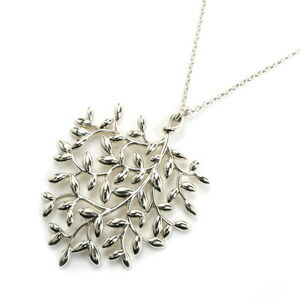 TIFFANY Co Silver Olive Leaf Necklace Long Chain